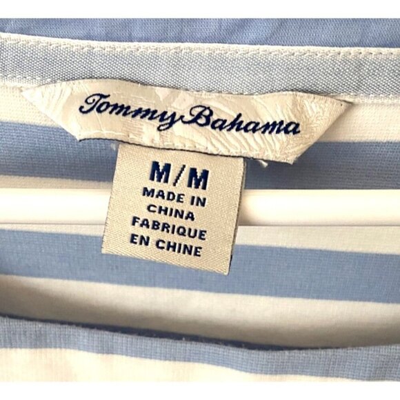 TOMMY BAHAMA Amira Striped Drawstring Mini Dress M Blue/White – Beach Day Causal - Picture 3 of 3